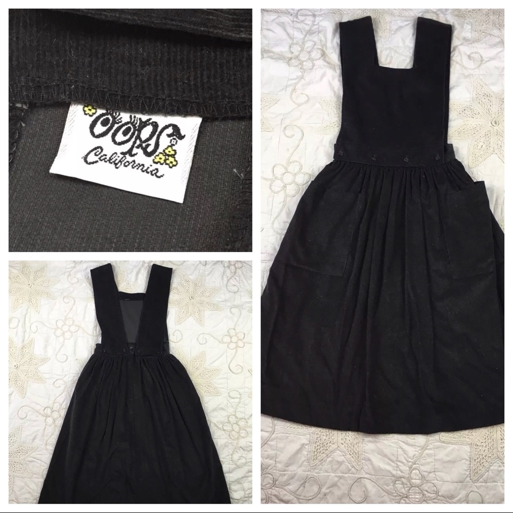 Vintage Retro black Dress MISS OOPS CALI Corduroy